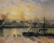 卡米耶 毕沙罗 : Sunset, the Port of Rouen
